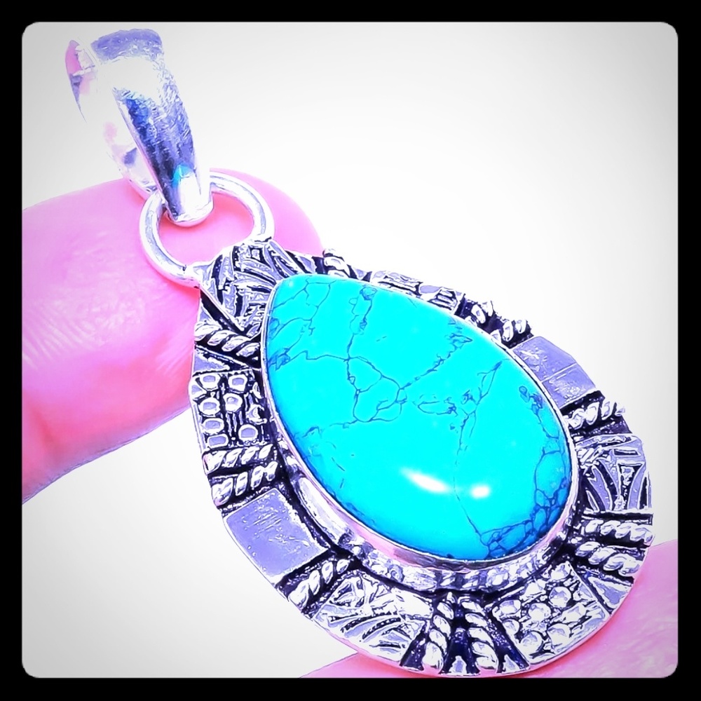 Gorgeous SantaRosa Turquoise on 925 Silver Pendant